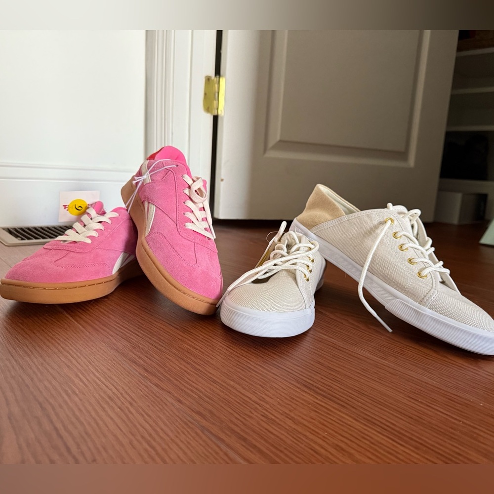 Tommy Hilfiger Cream Sneakers and Reebok pink sneakers